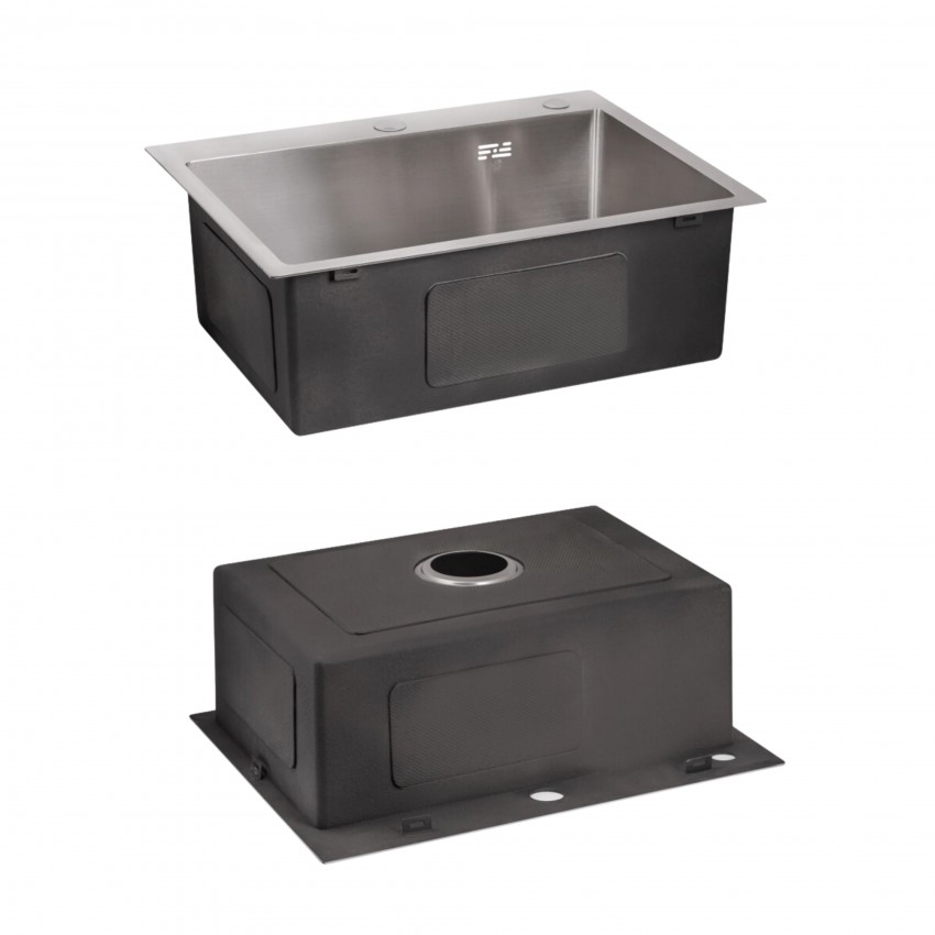 Акційний набір Lidz: мийка H6050 інтегрована Brushed Steel 3,0/1,0 мм + Змішувач Aria для кухні з гнучким виливом (k35) Grey LIDZ фото 3