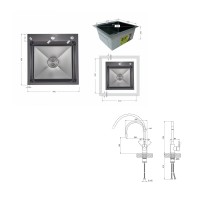 Акційний набір Lidz: мийка H4545 Black PVD Decor 2,5/0,5 мм + Змішувач Aria для кухні з гнучким виливом (k35) Black LIDZ фото 1