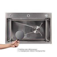 Акційний набір Lidz: мийка H6845 Decor 3,0/1,0 мм + Змішувач Aria для кухні з гнучким виливом (k35) Grey LIDZ фото 4