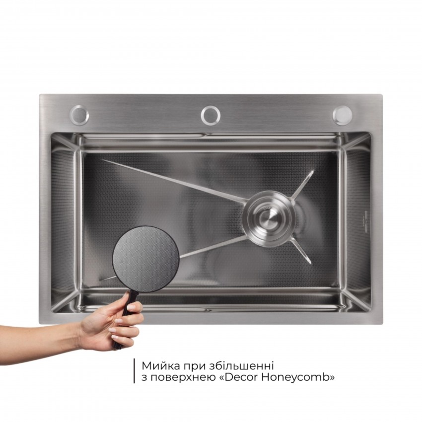 Акційний набір Lidz: мийка H6845 Decor 3,0/1,0 мм + Змішувач Aria для кухні з гнучким виливом (k35) Grey LIDZ фото 4