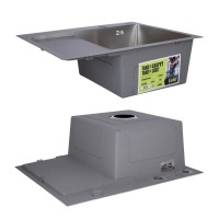 Акційний набір Lidz: мийка H6350L інтегрована крило зліва Brushed Steel 3,0/1,0 мм + Змішувач Aria для кухні з гнучким виливом (k35) Grey LIDZ фото 3