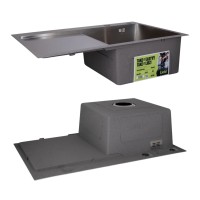 Акційний набір Lidz: мийка H7849L інтегрована крило зліва Brushed Steel 3,0/1,0 мм + Змішувач Aria для кухні з гнучким виливом (k35) Grey LIDZ фото 3
