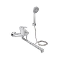 Змішувач для ванни Anny 0051, Chrome (k40) з довгим поворотним виливом та душовим гарнітуром LD43790051CRM35128 Lidz LIDZ