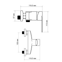 Змішувач для душу Tani 010, Chrome (k40) із душовим гарнітуром LDTAN010CRM44965  Lidz LIDZ фото 1