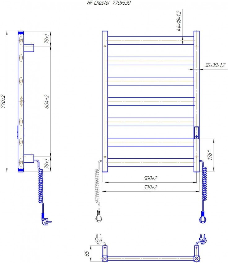 Електрична рушникосушарка HF Chester  770x530 білий мат TR 4.0 MARIO фото 3