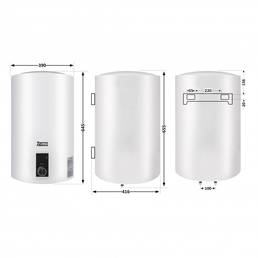 Водонагрівач електричний 50 л вертикальний, сухий ТЕН 2,0 кВт D50V20J2DK Thermo Alliance Thermo Alliance фото 1