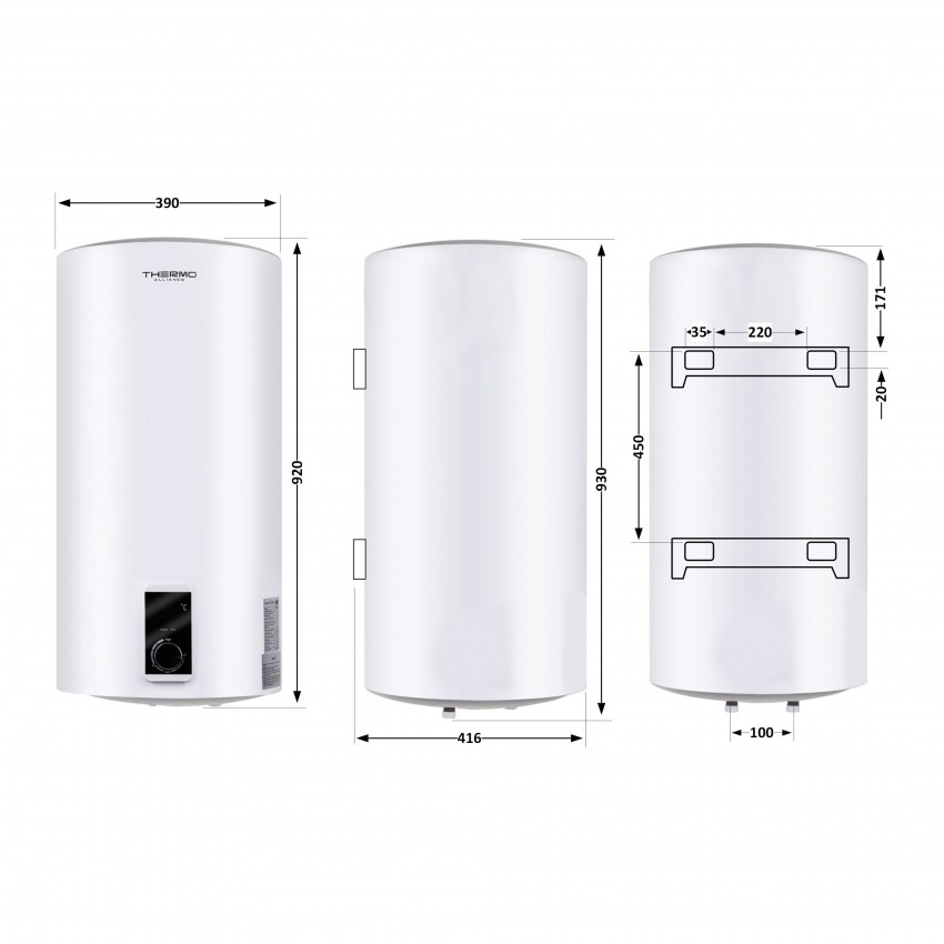 Водонагрівач електричний 80 л SLIM вертикальний, сухий ТЕН 2,0 кВт D80V20JD2K Thermo Alliance Thermo Alliance фото 1