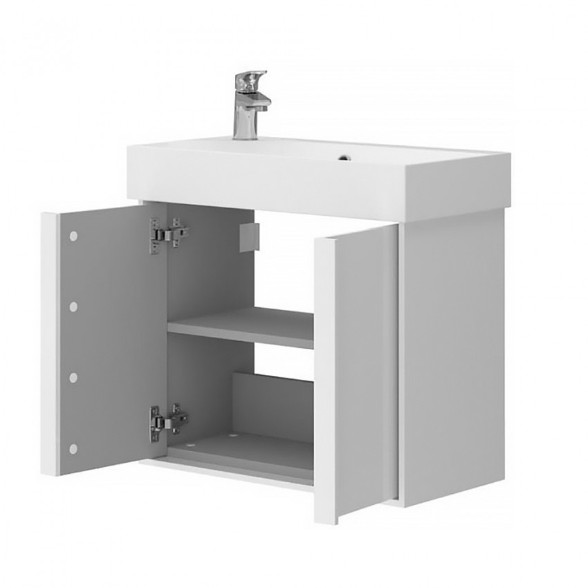 083055W QUADRA Тумба 55 біла глянцева з умивальником (1 сорт) DEVIT фото 1