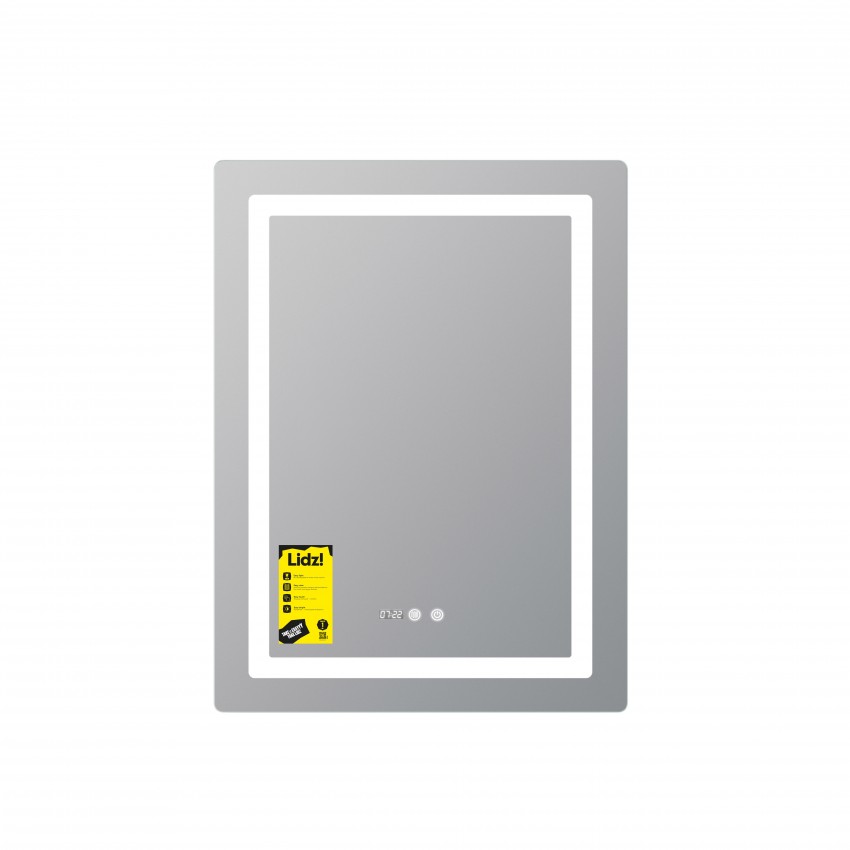 Дзеркало настінне Kubis (KU2) 600х800 мм з годинником, прямокутне, з LED-підсвічуванням Touch, антизапотіванням, димером, рег. яскравості Lidz LIDZ фото 2