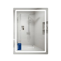 Дзеркало настінне Mideya (MI2) 600х800 мм, прямокутне з годинником, з LED-підсвіткою Touch, антизапотіванням, димером Qtap QTAP