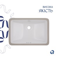 Раковина врізна Stork 535x365x190 мм, White, прямокутна, без донного клапана QT1511H0422DW Qtap QTAP фото 3