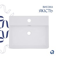 Раковина підвісна Nando LT 500х420х130 мм, White, прямокутна, без донного клапана QT12116146AW Qtap QTAP фото 3