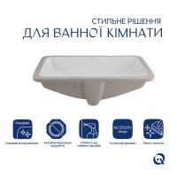 Комплект Qtap Stork: Раковина врізна прамокутна 535x365x190 мм White + Донний клапан PU02O QTAP фото 2