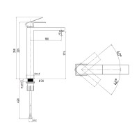 Змішувач для раковини високий Helix 001FH, Nickel (k35)  LDHEL001FHNKS49179 Lidz LIDZ фото 1