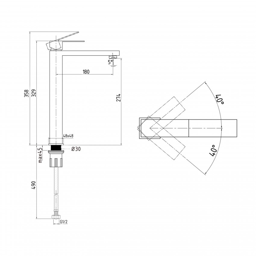 Змішувач для раковини високий Helix 001FH, Nickel (k35)  LDHEL001FHNKS49179 Lidz LIDZ фото 1