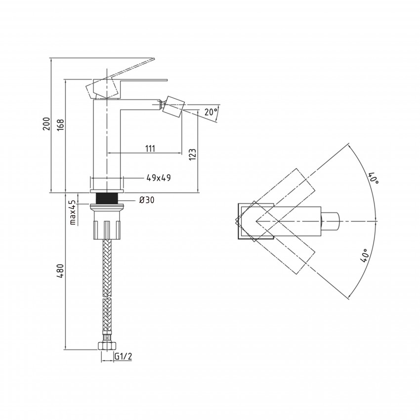 Змішувач для биде Helix 001AF, Nickel (k35)  LDHEL001AFNKS49181 Lidz LIDZ фото 1