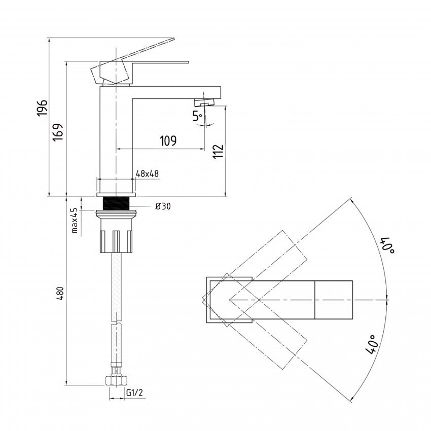 Змішувач для раковини низький Helix 001F, Nickel (k35)  LDHEL001FNKS49178 Lidz LIDZ фото 1