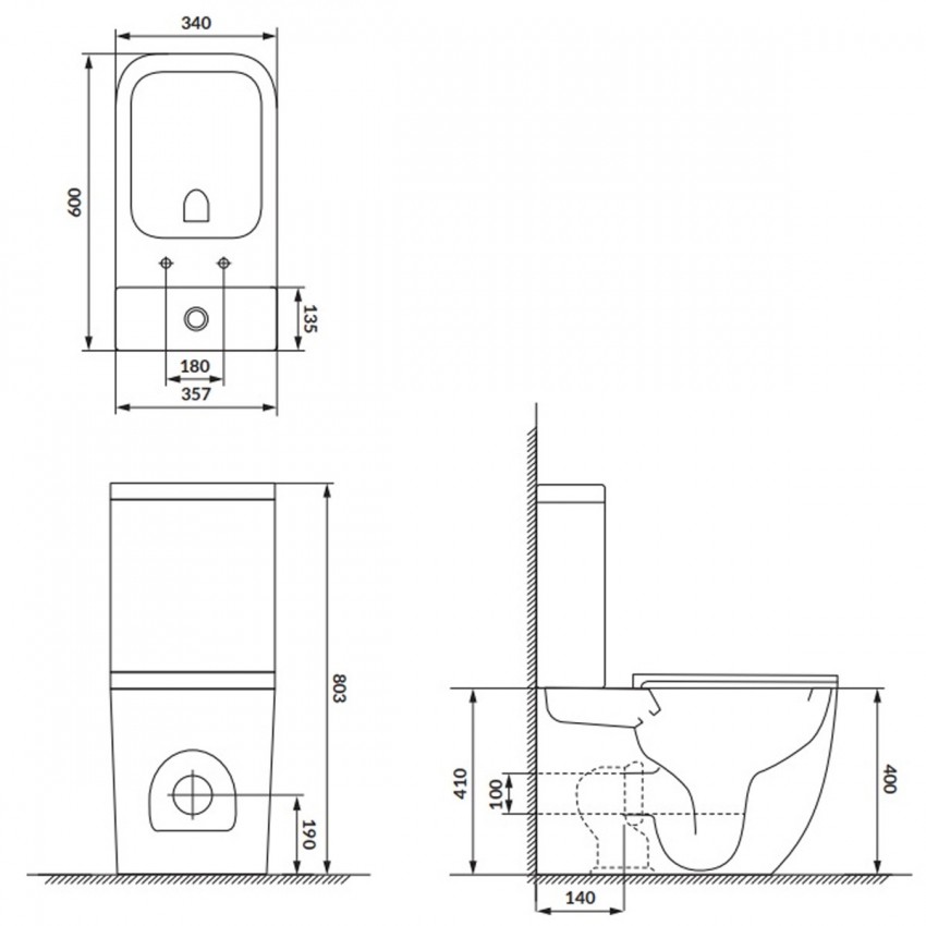K681-063 Компакт 930 Remo Pro Square Tornado 011, приставний до стіни, безобідковий CleanOn, сидіння SLIM Duroplast із Softclose і ф-ією швидкого зняття, колір білий глянець (1 сорт) CERSANIT-С Україна фото 4
