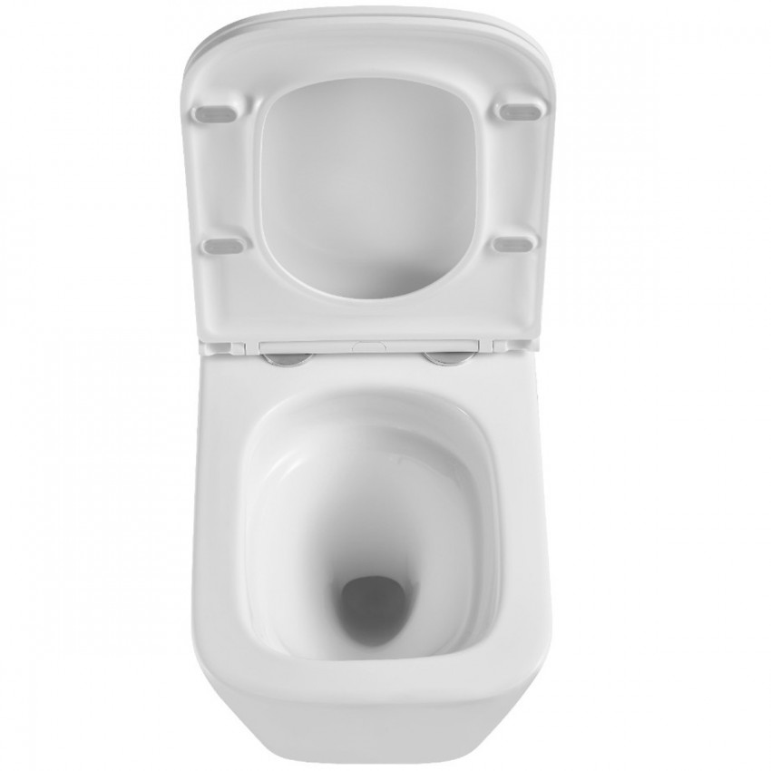 DFL0520111W Flow square Підвісний безобідковий унітаз з кришкою soft-close, Vortex Flush, білий глянець (1 сорт) DEVIT фото 4