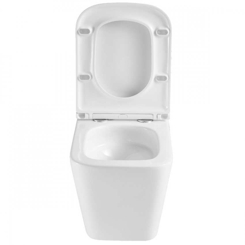 DFL0520111W Flow square Підвісний безобідковий унітаз з кришкою soft-close, Vortex Flush, білий глянець (1 сорт) DEVIT фото 3