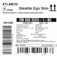 8413463/8413460 Водонагрівач побутовий електричний Atlantic Steatite Ego Slim VM 050 D325-1-BC (1500W) (1 сорт) Atlantic фото 2
