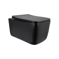 Унітаз підвісний Gemini Ultra Quiet 520×360×350 мм, Matt Black, з сидінням Slim Duroplast/ Soft-close/ Quick Release QTGEM28BLM50505 Qtap QTAP