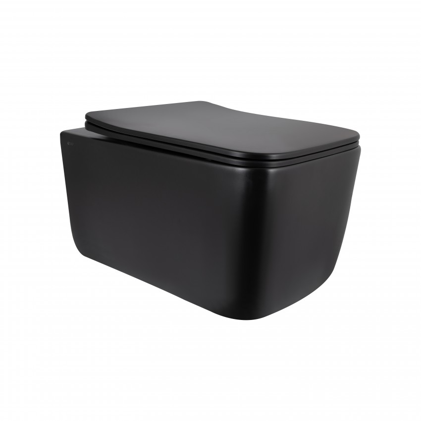 Унітаз підвісний Gemini Ultra Quiet 520×360×350 мм, Matt Black, з сидінням Slim Duroplast/ Soft-close/ Quick Release QTGEM28BLM50505 Qtap QTAP