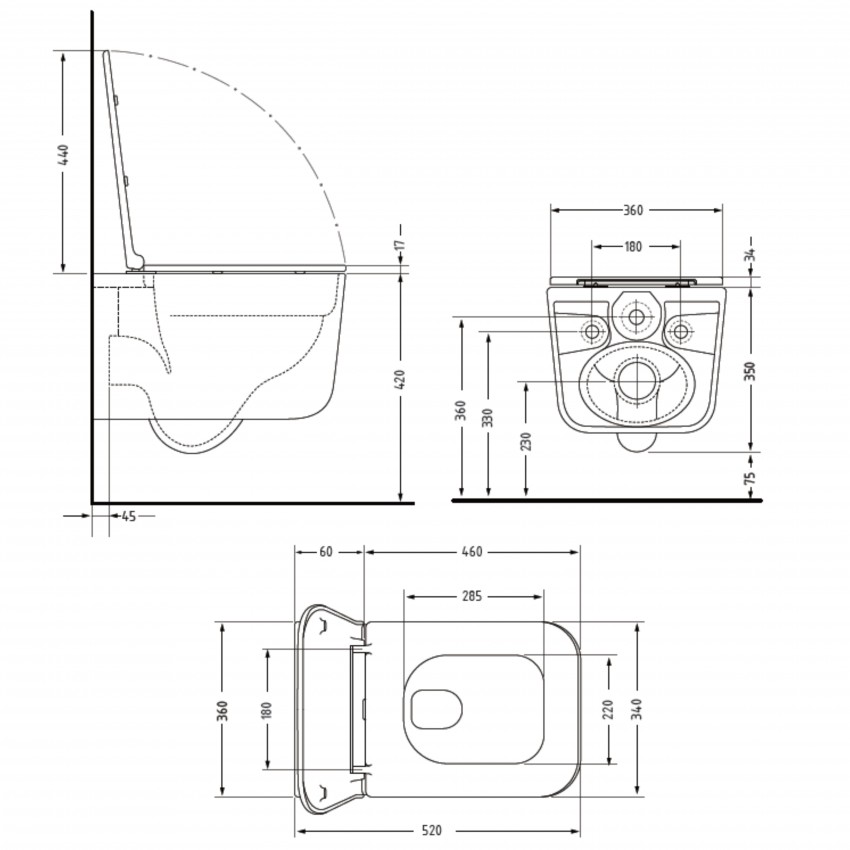 Унітаз підвісний Gemini Ultra Quiet 520×360×350 мм, Matt Black, з сидінням Slim Duroplast/ Soft-close/ Quick Release QTGEM28BLM50505 Qtap QTAP фото 1