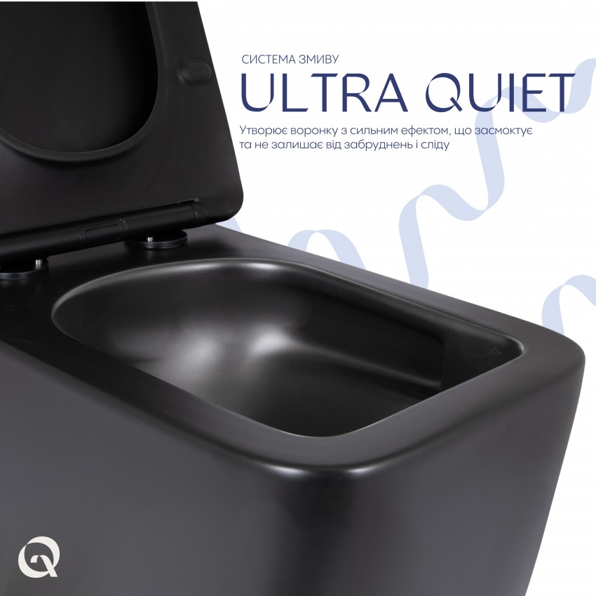 Унітаз підвісний Gemini Ultra Quiet 520×360×350 мм, Matt Black, з сидінням Slim Duroplast/ Soft-close/ Quick Release QTGEM28BLM50505 Qtap QTAP фото 4