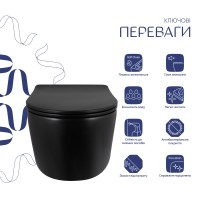 Унітаз підвісний Taurus Ultra Quiet 515×360×350 мм, Matt Black, з сидінням Slim Duroplast / Soft-close / Quick Release QTTAU28BLM50504 Qtap QTAP фото 2