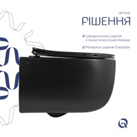 Унітаз підвісний Taurus Ultra Quiet 515×360×350 мм, Matt Black, з сидінням Slim Duroplast / Soft-close / Quick Release QTTAU28BLM50504 Qtap QTAP фото 3
