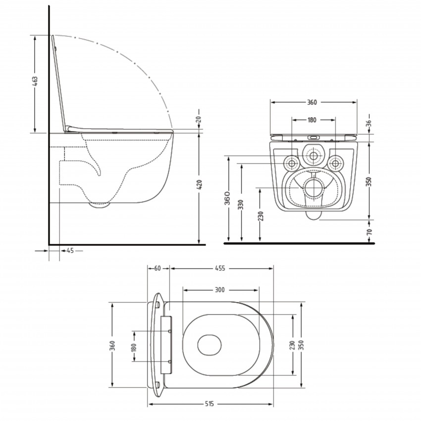 Унітаз підвісний Taurus Ultra Quiet 515×360×350 мм, Matt Black, з сидінням Slim Duroplast / Soft-close / Quick Release QTTAU28BLM50504 Qtap QTAP фото 1
