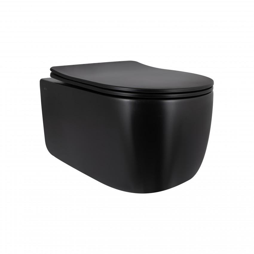 Унітаз підвісний Taurus Ultra Quiet 515×360×350 мм, Matt Black, з сидінням Slim Duroplast / Soft-close / Quick Release QTTAU28BLM50504 Qtap QTAP