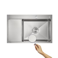 Мийка для кухні інтегрована Handmade Max 500 H7849L Brushed Steel, 3,0/1,0 мм, крило зліва, збільшена чаша LDH7849LBRU49463 Lidz LIDZ фото 2