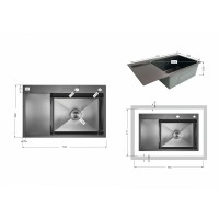 Мийка для кухні інтегрована Handmade Max 500 H7849BL Brushed Black PVD, 3,0/1,0 мм, крило зліва, збільшена чаша LDH7849ВLBRUBLM49465 Lidz LIDZ фото 1