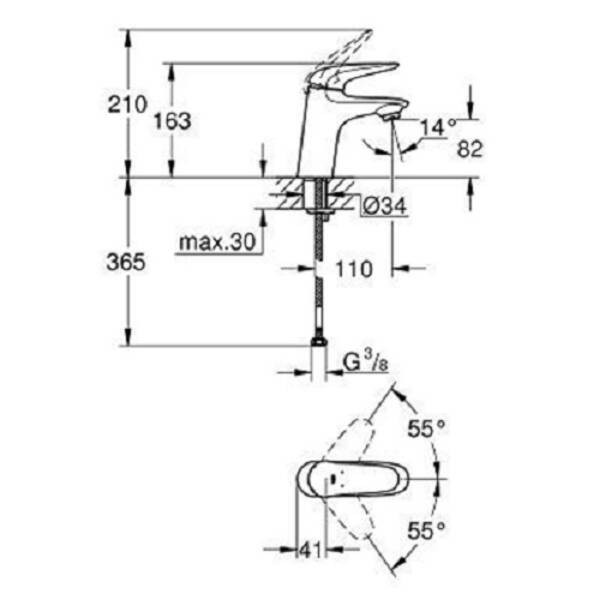 23715003 Eurostyle Solid змішувач для раковини, хром GROHE фото 1