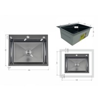 Мийка для кухні інтегрована Handmade H5843B Brushed Black PVD 3,0/1,0 мм LDH5843BRUBLM49443 Lidz LIDZ фото 1