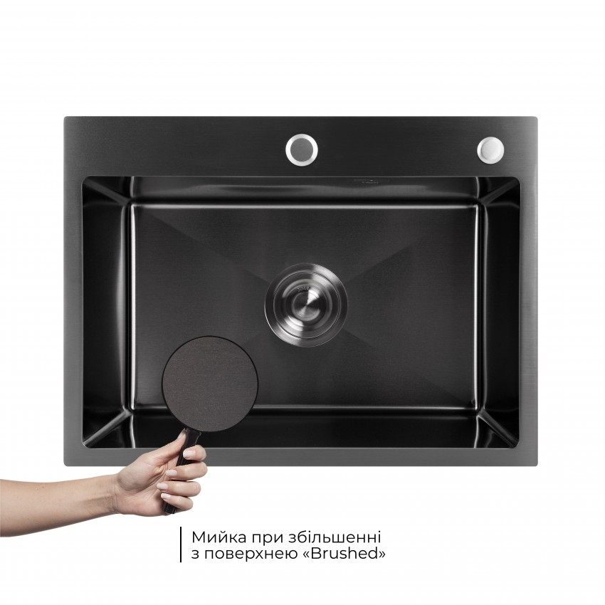 Мийка для кухні інтегрована Handmade H5843B Brushed Black PVD 3,0/1,0 мм LDH5843BRUBLM49443 Lidz LIDZ фото 2