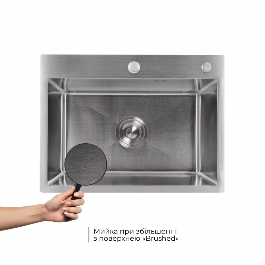 Мийка для кухні інтегрована Handmade H5843 Brushed Steel 3,0/1,0 мм LDH5843BRU49442 Lidz LIDZ фото 2