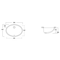 LIL4457001 OVALE 59 умивальник круглий, під стільницю з переливом 59x44,5x h 20 cm, білий (1 сорт) OLYMPIA фото 2