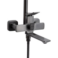 Душова система універсальна Presto на три споживачі (з виливом) QTPRE111GRP45585 Gunmetal Black Qtap QTAP фото 2