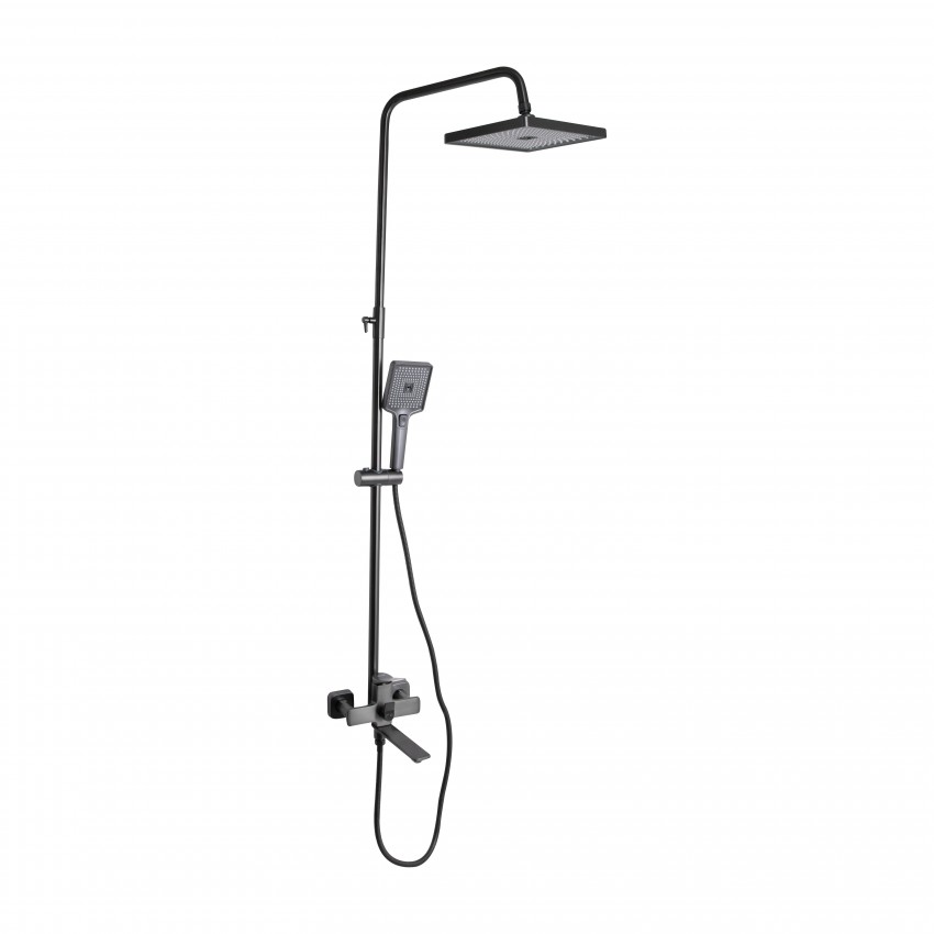 Душова система універсальна Presto на три споживачі (з виливом) QTPRE111GRP45585 Gunmetal Black Qtap QTAP