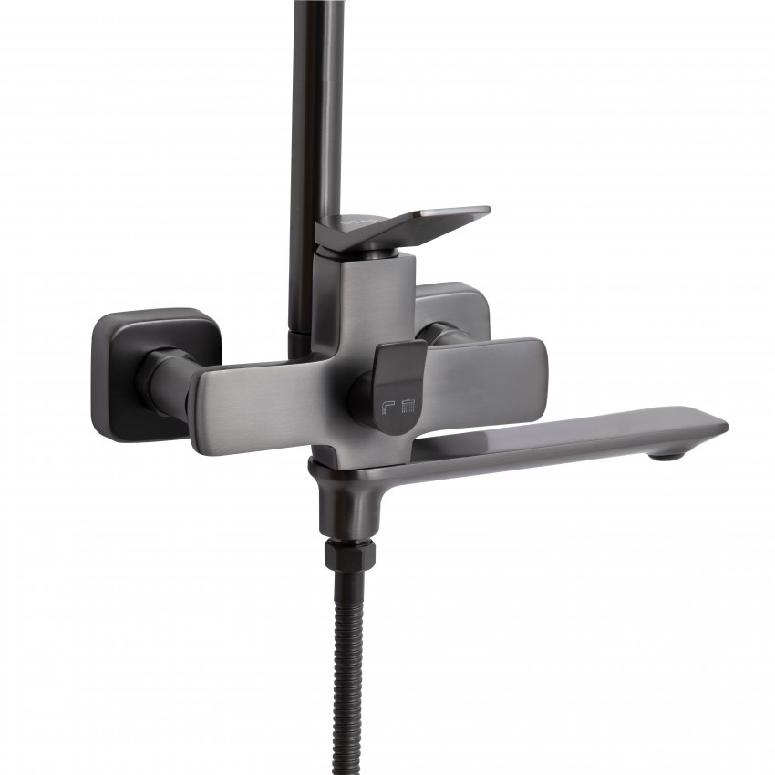 Душова система універсальна Presto на три споживачі (з виливом) QTPRE111GRP45585 Gunmetal Black Qtap QTAP фото 3