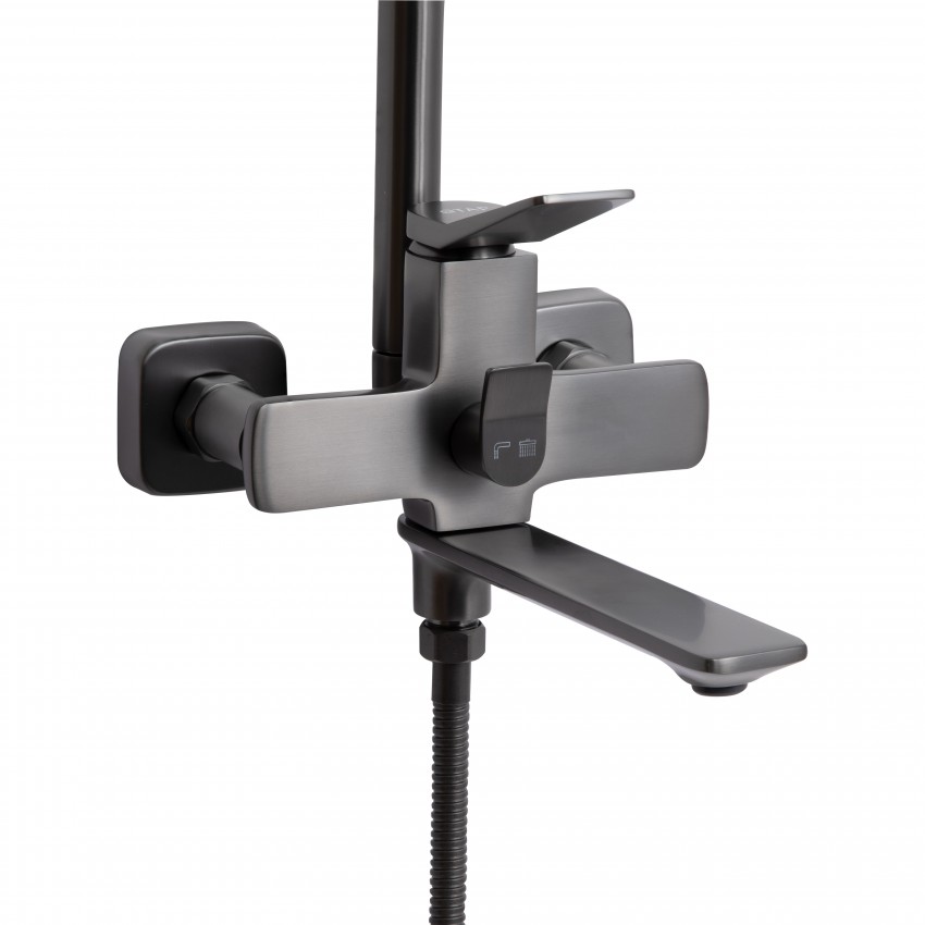 Душова система універсальна Presto на три споживачі (з виливом) QTPRE111GRP45585 Gunmetal Black Qtap QTAP фото 2