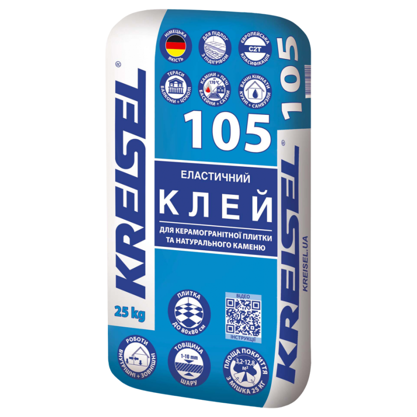 Клей для плитки Kreisel - 105  25кг С2T (1 сорт) KREISEL