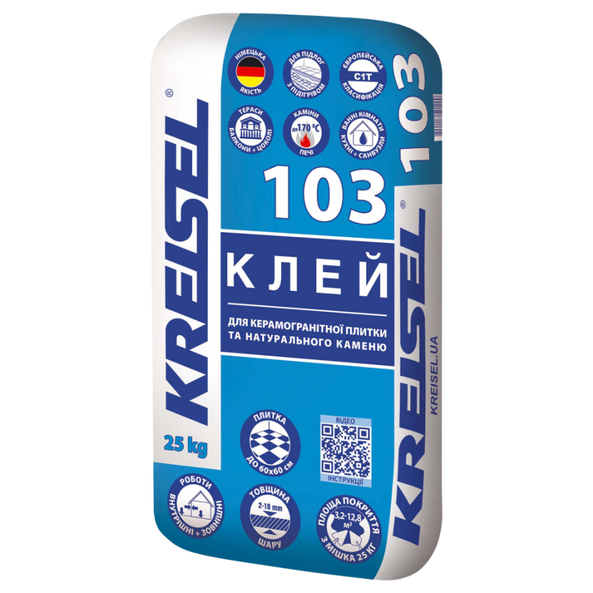 Клей для плитки Kreisel - 103  25кг С1T (1 сорт) KREISEL