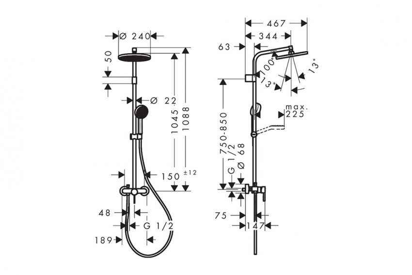 Душова система зі змішувачем Hansgrohe Activera S 240 1jet EcoSmart Varia (Хром, 28875000) HANSGROHE фото 1