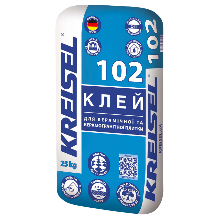Клей для плитки Kreisel - 102  25кг С1T (1 сорт) KREISEL