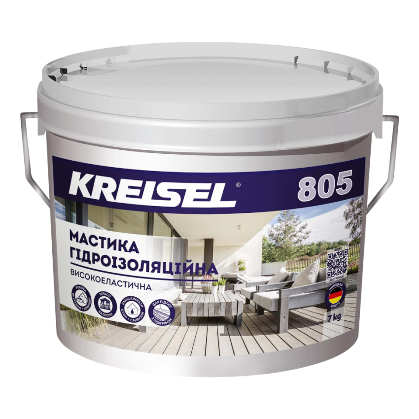 KREISEL 805 Мастика гідроізоляційна високоеластична (відро 7 кг) (1 сорт) KREISEL