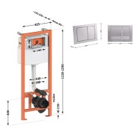 Комплект: Qtap Nest ST Інсталяція для унітазу 4 в 1 (Клавіша змиву 150x220x13 мм, Satin, квадратна) QTAP фото 1